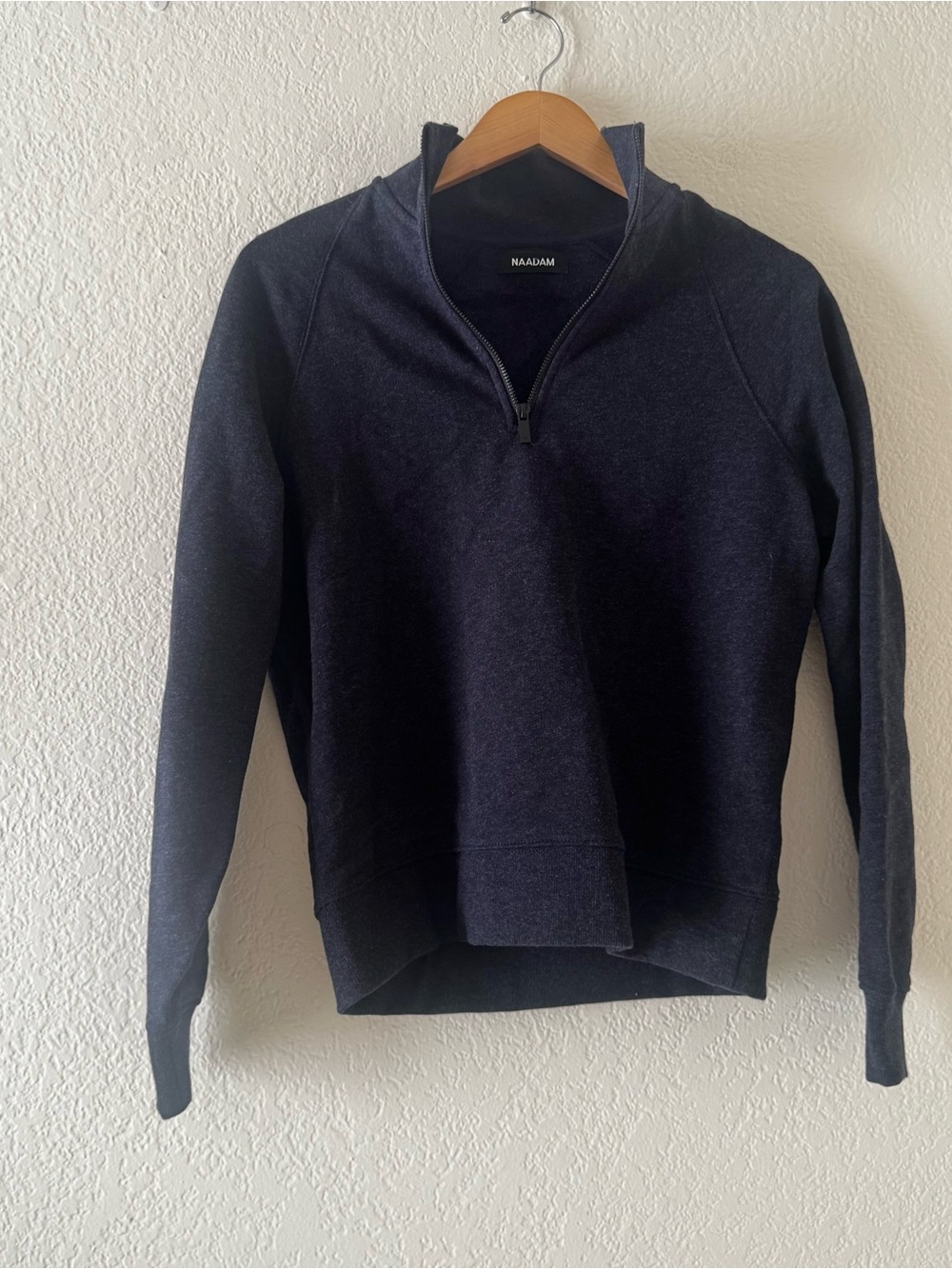 NAADAM Navy cotton and Cashmere 1/4 Zip sweatshirt
